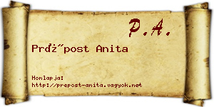 Prépost Anita névjegykártya